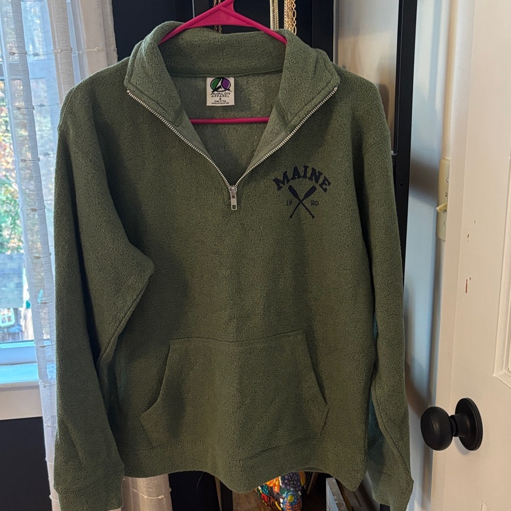 Maine Green Half-Zip Sweater
